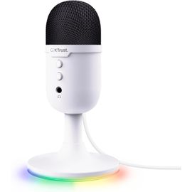 Trust Gaming Gxtw 236 Yami Micro Blanc À Condensateur, Microphone Usb Pour Le Streaming, Twitch, Youtube, Podcast, Jeux Ps5, Ps4, Micro Asmr Avec Filtre Anti-Pop, Touche Muet, Éclairage Rgb