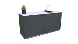 Cuisine Extérieure Bellano Living - Elément De Meuble Avec Évier 1800 Mm - (Évier Côté Droit) - Couleur Anthracite