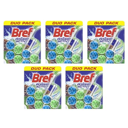 Bref Lot de 5 Duos pack 2 Blocs WC 50g Power Activ' Pin  Nettoyant Détartrant WC