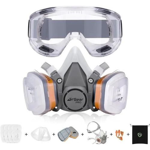 G-500 Masque De Protection Respiratoire Réutilisable, Anti Poussière, Anti Gaz Avec Filtres Et Lunettes De Protection Pour Peinture