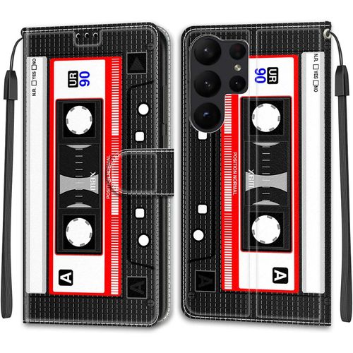 Coque Samsung Galaxy S23 Ultra, Etui Samsung Galaxy S23 Ultra, Etui Housse En Cuir Flip Case Fonction Support Housse Avec Fentes De Cartes Magnetique Portefeuille Protection Case (Ruban)