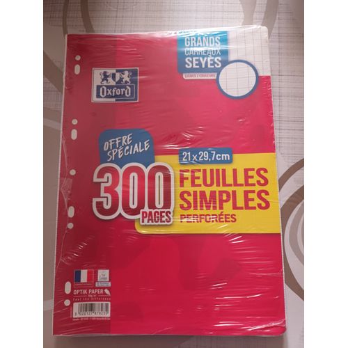 300 Pages, Feuilles Simples Perforées, 90g, 21 X 29,7 Cm