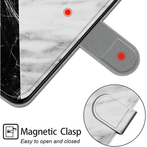 Coque pour Samsung Galaxy A15 Antichoc Cuir Housse avec 360 Degrés Protection Cover Étui à Rabat Motif Dessin Silicone Flip Case pour Filles Femmes - Marbre Blanc Noir