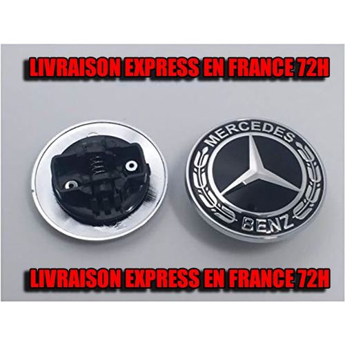 Logo Capot Mercedes Benz Noir 57mm Emblème Classe C E Clk S
