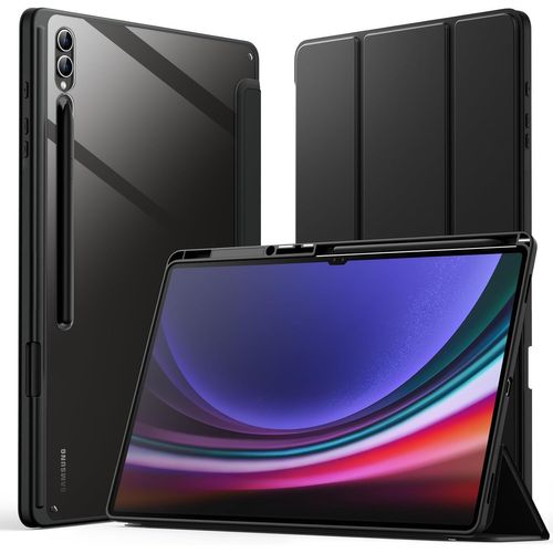 Coque Pour Samsung Galaxy Tab S10 Ultra/Tab S9 Ultra 14,6 Pouces Avec S Pen Porte-Stylet,Dos Clair Transparent En Pc,Étui Housse De Tablette Antichoc À Support (Graphite Noir)