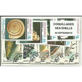 Lot Timbres Thematique " Coquillages "