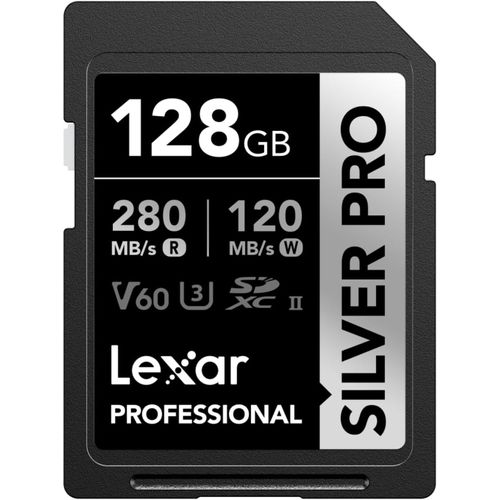 SUBZONAL-SILVER PRO Carte SD 128Go, carte mémoire SD UHS-II, V60, U3, C10, Jusqu'à 280Mo/s en lecture, 120Mo/s en écriture, carte SDXC pour DSLR/caméra/photographe/vidéaste/passionné (LSDSIPR128G-BNN