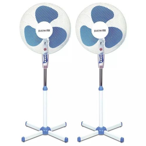 2 Ventilateurs sur pied Blanc/Bleu 40 cm Electrotek EF-F16SF