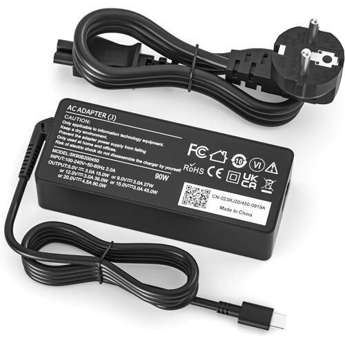 acdsgd-90W USB-C Chargeur pour Dell Latitude 3400 3500 5300 5310 5320 5400 5420 5430 5480 5490 5280 5289 5290 5580 5590 7380 7390 7300 2in1 XPS LA90PM170 DA90PM170 Ordinateur Portable Alimentation
