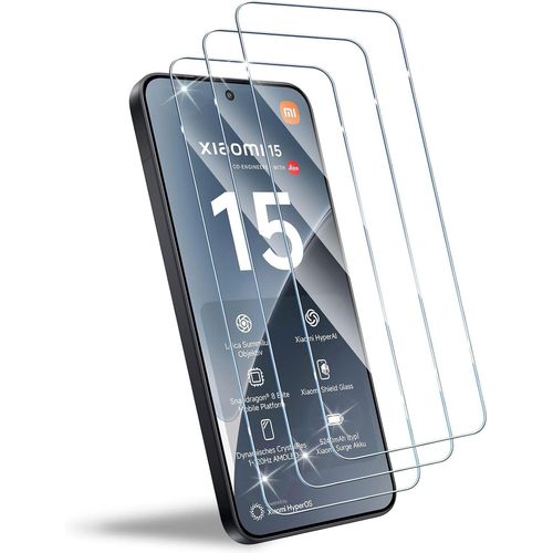 Verre Trempé Pack De 3 Compatible Xiaomi 15 5g - 9h Ultra Hd 0,33 Mm Anti-Rayures Sans Bulles Revêtement Oléophobe Haute Sensibilité