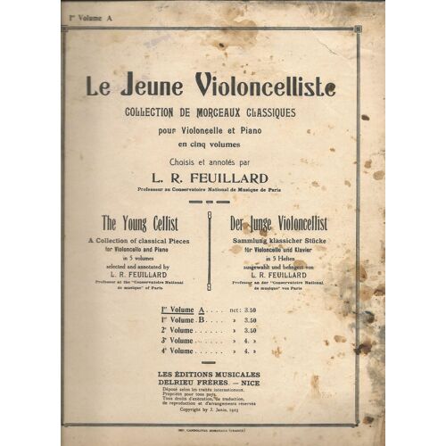 Le Jeune Violoncelliste 1er Volume A