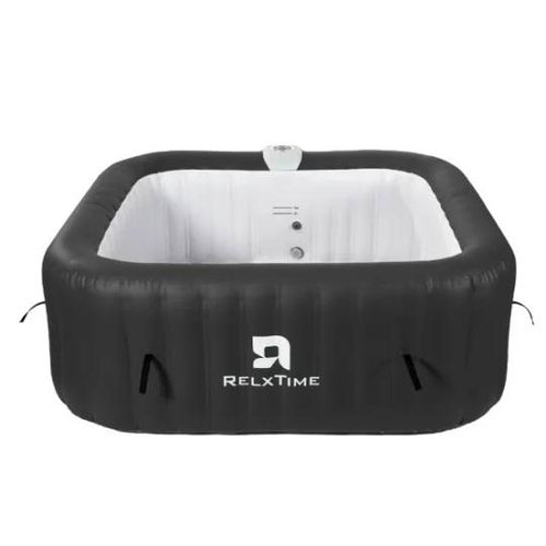 Spa Gonflable 6 Places Carré - Relxtime - 130 Jets - Noir - Filtre Et Bâche Inclus