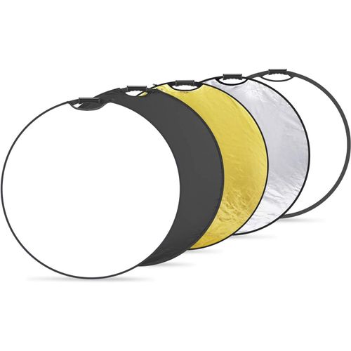 NEEWER 80 cm - Réflecteur de lumière - 5 en 1 - Pliable - Multi Disque - avec Sac - Translucide - Argent, Or, Blanc et Noir - pour Studio de Photographie et éclairage extérieur