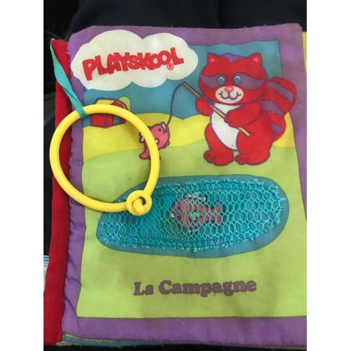 Livre Tissu Pour Bébé - La Campagne, Le Pommier, Sur La Montagne, La Jolie Fleur, Où Est La Vache, L'epi De Mais, Le Bonhomme De Neige - Playskool - 1987 - 19,5x20 Cm