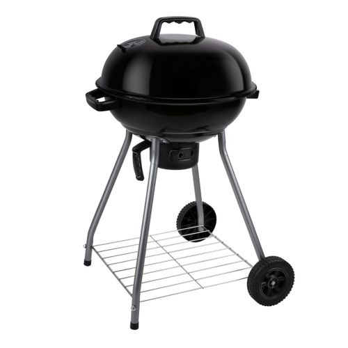 Barbecue au charbon de bois Alpina - Barbecue à boules Ø43 cm - Barbecue avec couvercle et roues - Système de ventilation intégré - Cendrier amovible - Noir