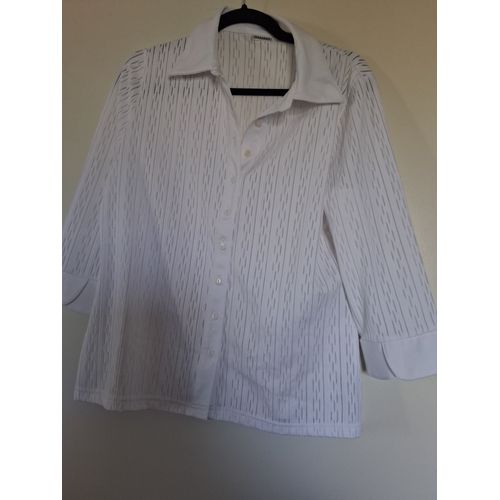 Chemisier Ajouré Dentelle Blanc "T-L" Damart Femme