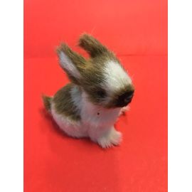 Petit Lapin À Poil Bicolore Blanc Et Marron Clair - Sans Marque - 7,5x6,5 Cm