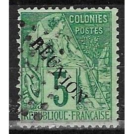 La Réunion, Colonie Française 1891, Beau Timbre Classique Yvert 20, Type Alphée Bubois Des Colonies Générales, 5c. Vert Surchargé "Reunion", Oblitéré, Tbe.