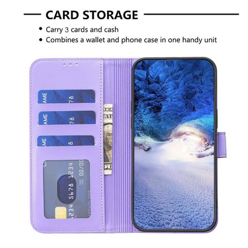 Saturcase Coque Pour Oppo A96 A76 A36 4g, Belle Trèfle Pu Cuir Magnétique Flip Portefeuille Support Porte-Carte Protecteur Housse Étui Pour Oppo A96 A76 A36 4g (Xy-Violet)