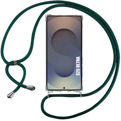 Coque Cordon Pour Samsung Galaxy S25 Ultra - Antichoc Protection Transparente + Cordon Vert Nuit - E.F.Connection