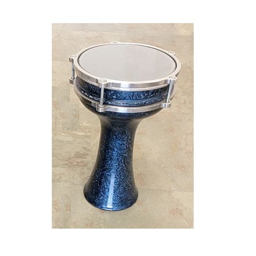 Ethno Cm104 -Derbouka Turque En Alu Peint Marbré.  Dimensions : 36 X 21,5cm. Coloris : Bleu