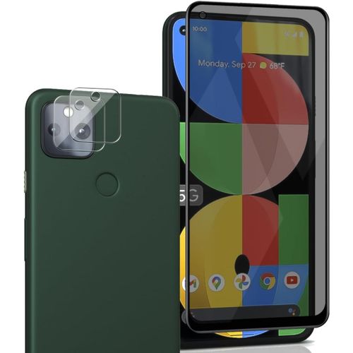 Kit Protection Google Pixel 5a - Verre Trempé Vie Privée (1) + 2 Protections Objectif, 9h Anti-Rayures Et Haute Transparence