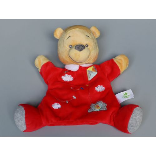 Doudou Winnie l'ourson marionnette rouge Disney Baby