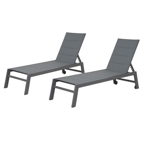 Lot De 2 Bains De Soleil Barbados En Textilène Gris - Aluminium Gris Anthracite