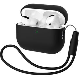 Coque en Silicone Compatible avec Airpods Pro 2 (2022), Housse Protecteur,Ultra-Thin, Étui de Protection Souple ,LED Avant Visible, Noir