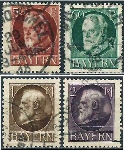 Allemagne, Ancien État De Bavière 1914 / 20, Beaux Exemplaires Yvert 101 101 104 Et 105, Prince Louis 3, Oblitérés, Tbe