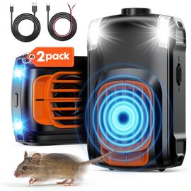 Répulsif 3-En-1 Pour Moteurs De Voiture, Répulsif Pour Animaux Sous Le Capot, Avec Lumière Stroboscopique, Éloigne Les Souris, Pour Voiture, Garage, Intérieur, 2 Packs