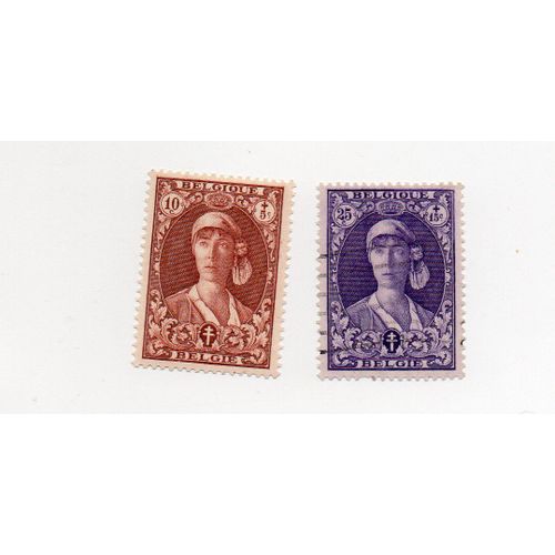 Belgique- 1 Timbre Neuf Avec Trace De Charnière Et 1 Timbre Oblitéré Avec Trace De Charnière- Reine Elisabeth- Lutte Contre La Tuberculose- N°326 Et N°327