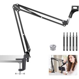 NEEWER Support de Bras de Microphone, Ciseaux Boom, trépied avec vis de 3/8" à 5/8" et Serre-câbles, Compatible avec Yeti Snowball Yeti X Quadcast et Autres Microphones, Noir