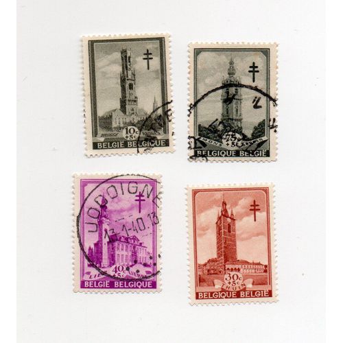 Belgique- Les Beffrois- 1 Timbre Neuf Faciale 30c+5c Et 3 Timbres Oblitérés- N°519/22