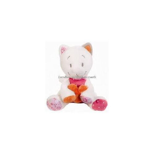 doudou chat musical noukie's blanc rose orange