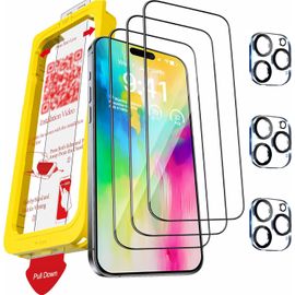 3 Pièces Verre Trempé Pour Iphone 16 Pro Couverture Complète Avec 3 Pièces Caméra Arrière Protection Accessoire,9h Protection Écran[Lot6192153]
