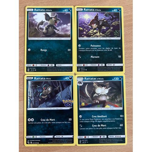 (2809) 3x Rattata D’Alola + Rattatac D’Alola (Pokemon)