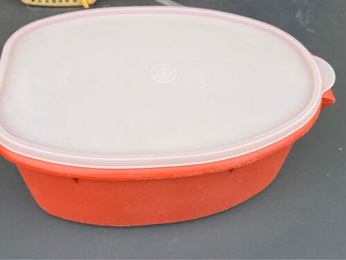 Boîte A Pocher Ovale Tupperware Orange Vintage Volaille 