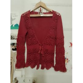 Boléro En Broderie Rose Framboise 40 L Bleu Bonheur.