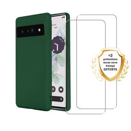 Coque Google Pixel 7 Silicone Liquide Vert Foret + 2 Vitres En Verre Trempé Protection Écran Evetane
