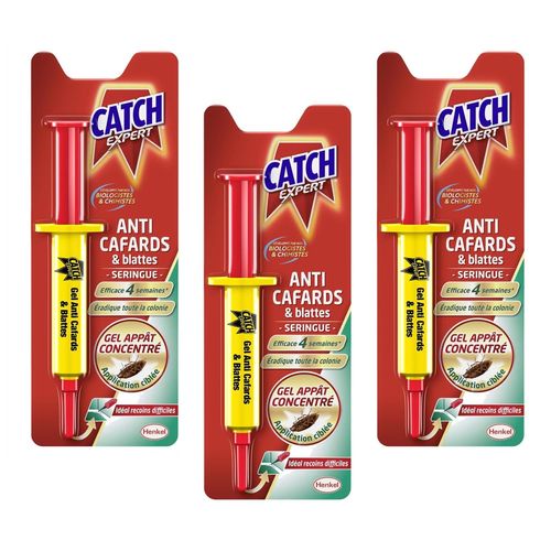 CATCH Lot de 3 Seringues 10 g Gel Anti-Cafards et Blattes