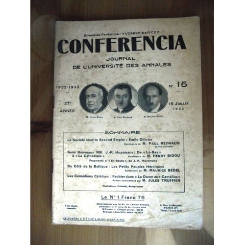 Conferencia N°15 1932/1933 15 Juillet 1933la Société Sous Le Second Empire Les Comédiens Célèbres