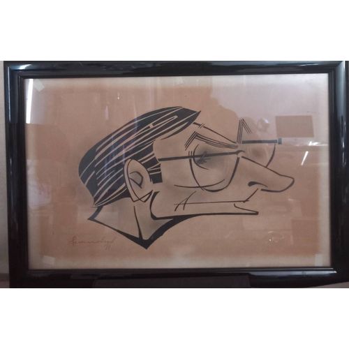 Superbe Caricature Peinte À La Main Signée Francisco, 1981