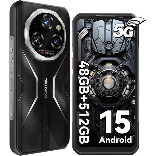 OUKITEL WP55 Pro 5G Incassable Android 15, 48 Go + 512 Go / 2 To, 11000mAh Smartphone Incassable 120Hz 6.6" FHD+ 108MP, NFC/5G Dual SIM - Noir