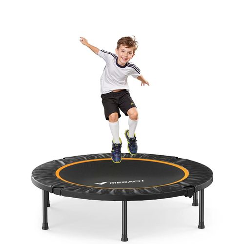 Trampoline Fitness Noir, Merach, 122 Cm, Pliable Pour Enfants/Adultes, Intérieur/Extérieur, Charge Max 150 Kg