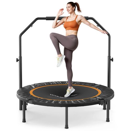 Trampoline Fitness Noir, Merach, 102 Cm, Pliable Pour Enfants/Adultes, Intérieur/Extérieur, Charge Max 150 Kg, Avec Poignées Réglables