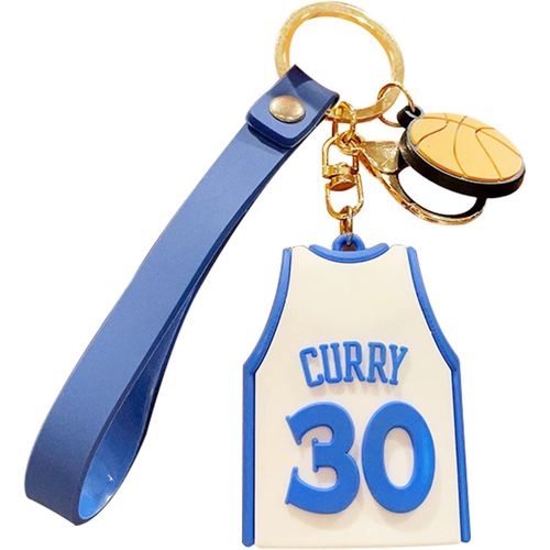 Kal-Porte Clés Maillot, Cartoon Keychains, Maillot De Basket-Ball Porte-Clés, Image Délicate, Für Souvenirs, Les Ornements De Sac À Dos, Les Fans De Basket(Maillot Blanc N°30)