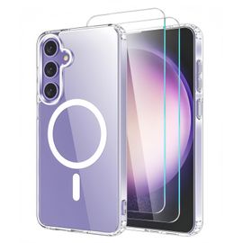 Coque Magnétique pour Samsung Galaxy S23+/S23 PLUS 5G avec 2 Vitre Verres Trempés,Compatible Avec MagSafe ,Transparent - HQSELECTION®