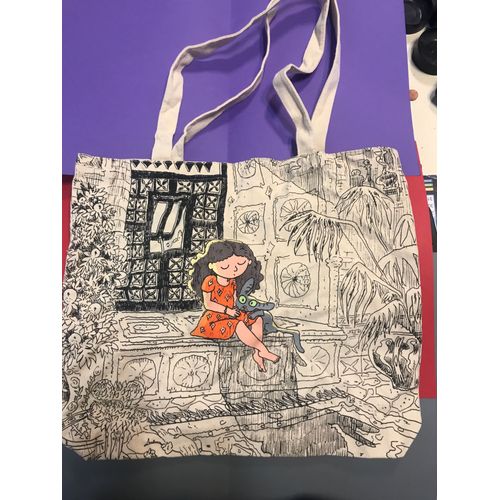 Sac tote bag publicitaire le chat du rabbin - Joann sfar - dargaud - tissu 36x36x5 cm