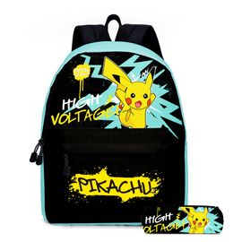 Cartable Éleve Pokemon Animal De Compagnie Elfe Pikachu Pikachu Dessin Animé Animation Collégiens Et Primaires Cartable Scolaire Sac A Dos Enfant-D4 Pikachu 10 Noir Et Bleu : Cartable Trousse Trousse